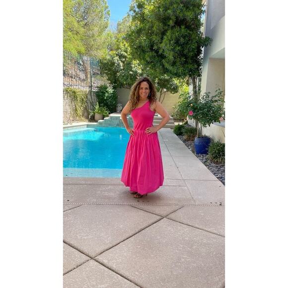 DEREK LAM COLLECTIVE Pink One-Shoulder Drop Waist Bubble Hemline Dress Size XS - Picture 12 of 14